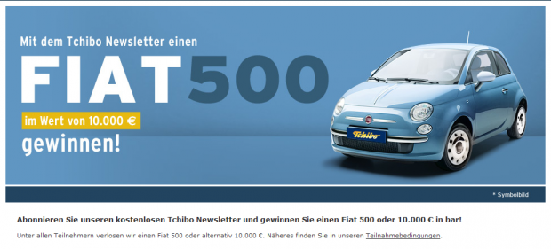 Fiat500/10.000-Euro Bargeld Gewinnspiel